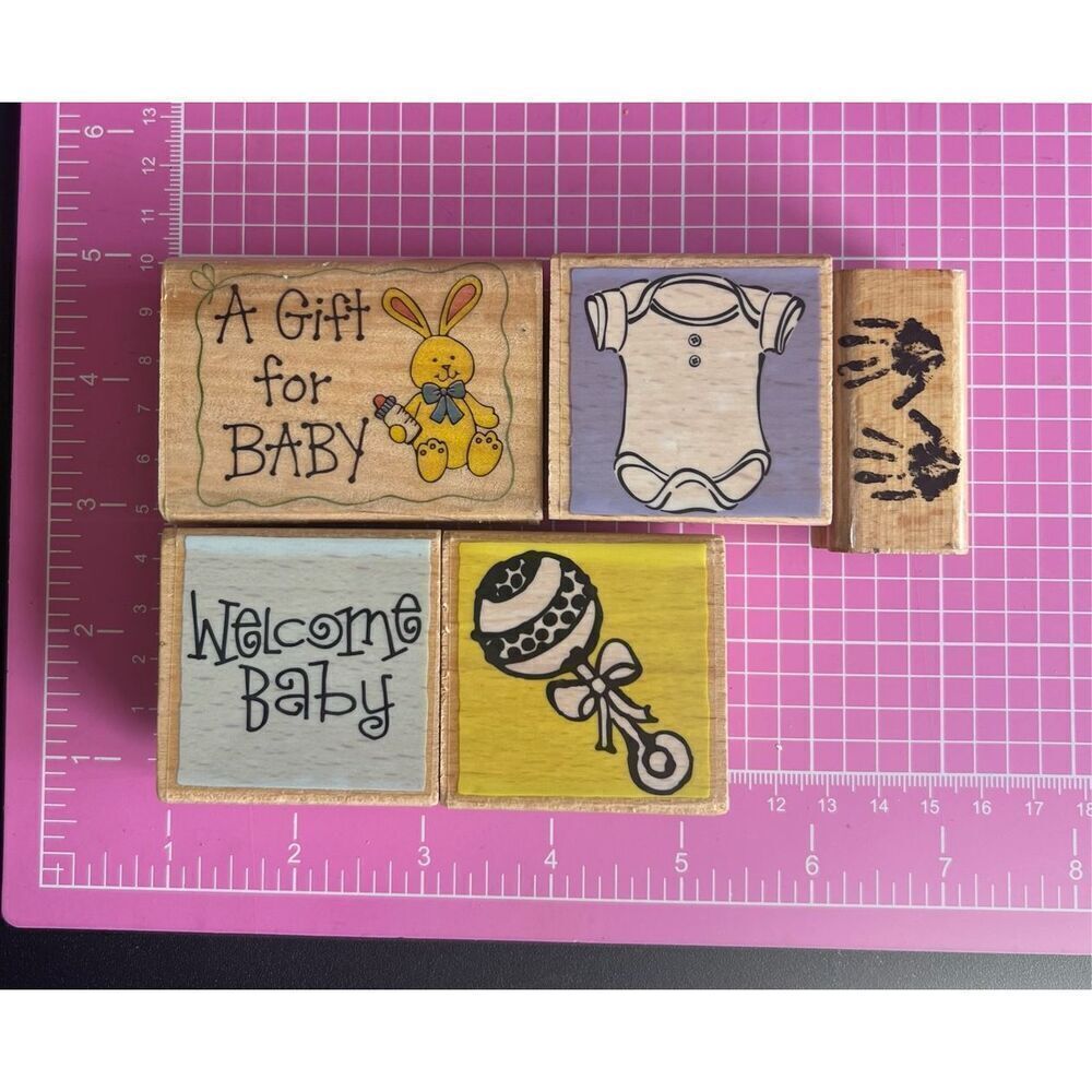 Stamps Wood. Lot of 5 Baby Shower